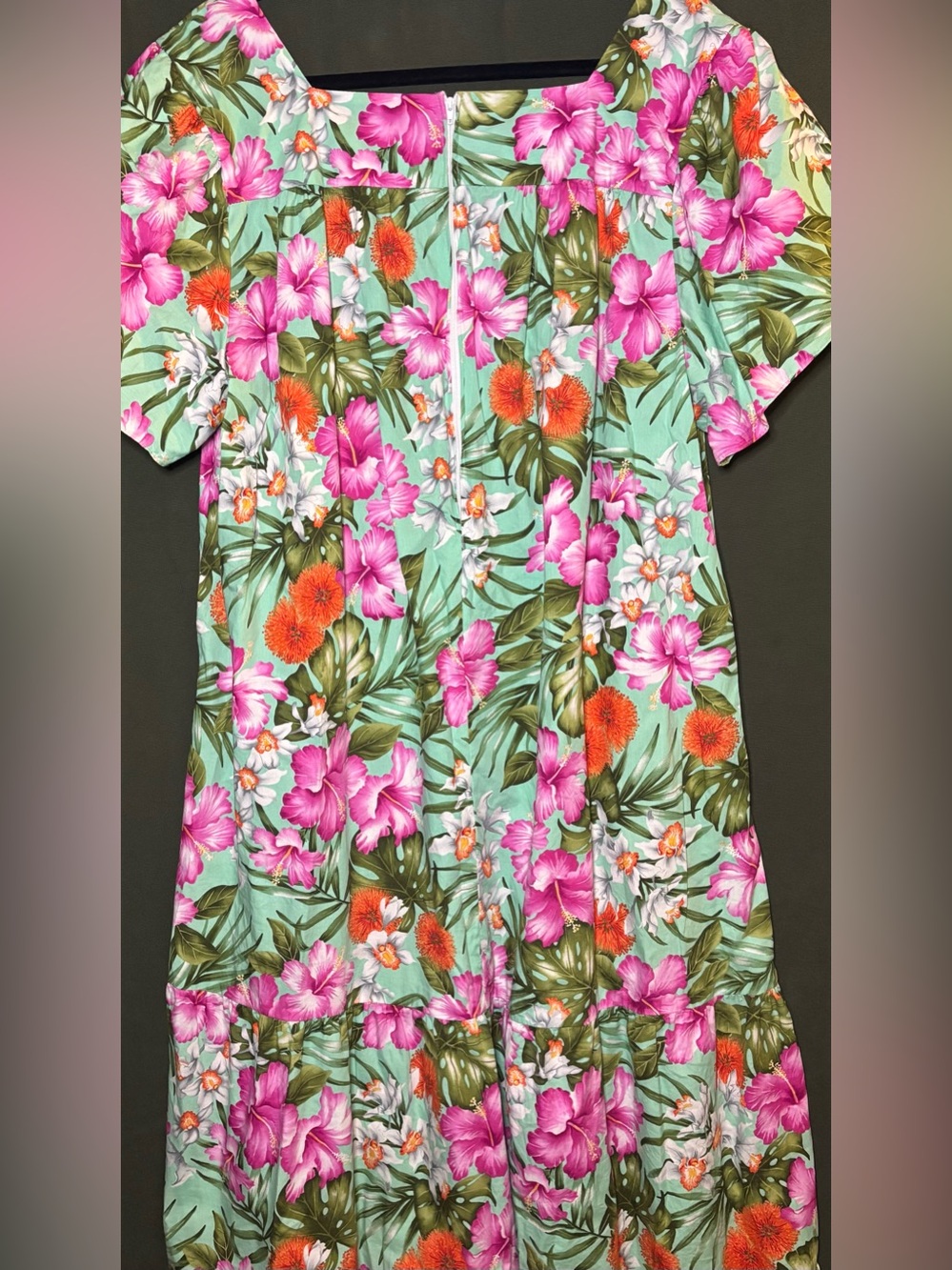 Royal Hawaiian Creations 3XL Cotton Tropical Hibiscus Muumuu Midi Dress
